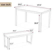 Load image into Gallery viewer, Kitchen Contemporary 3-Piece Dining Table Set with Two Benches