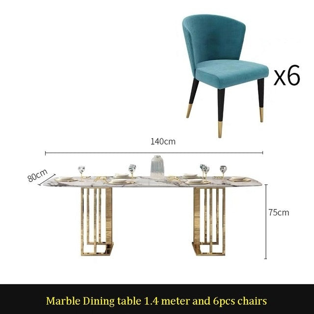 U-BEST Italian Marble Dining Table with Nordic Chairs