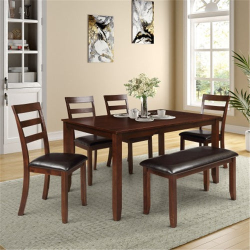 ESPRESSO 7pc Dining Set With 4 Ladder Chairs And Bench Seat