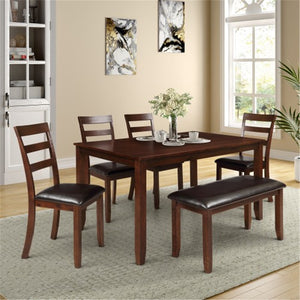 ESPRESSO 7pc Dining Set With 4 Ladder Chairs And Bench Seat