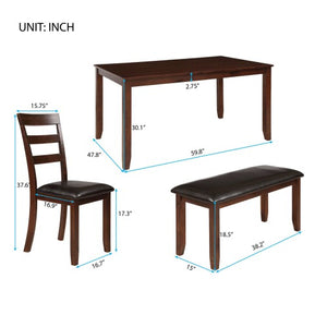 ESPRESSO 7pc Dining Set With 4 Ladder Chairs And Bench Seat