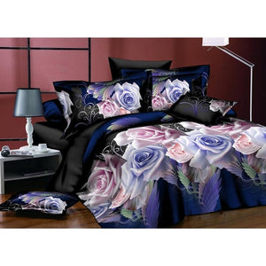 Adeeing 4Pcs/Set 3D Rose Flower Bedding Set