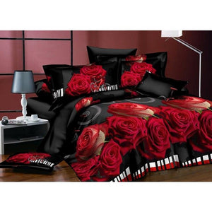 Adeeing 4Pcs/Set 3D Rose Flower Bedding Set