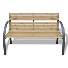 Load image into Gallery viewer, Outdoor Garden Bench with Curved Metal Armrests 112 cm Wood and Iron