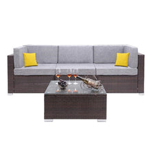 Load image into Gallery viewer, HAMISH High Quality 4 Pieces Patio Rattan Sofa Set