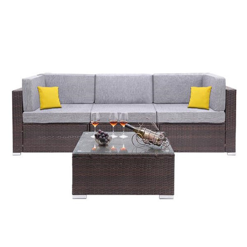 HAMISH High Quality 4 Pieces Patio Rattan Sofa Set
