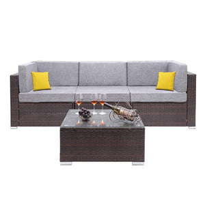 HAMISH High Quality 4 Pieces Patio Rattan Sofa Set