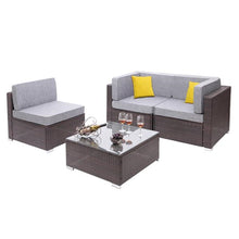 Load image into Gallery viewer, HAMISH High Quality 4 Pieces Patio Rattan Sofa Set