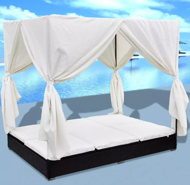 VidaX Chaise Longue With Curtains Waterproof and Weather Resistant
