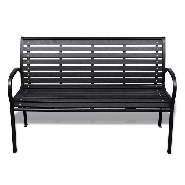 SUBWAY Outdoor Garden Bench 125 cm Steel and WPC Black Weather Resistant
