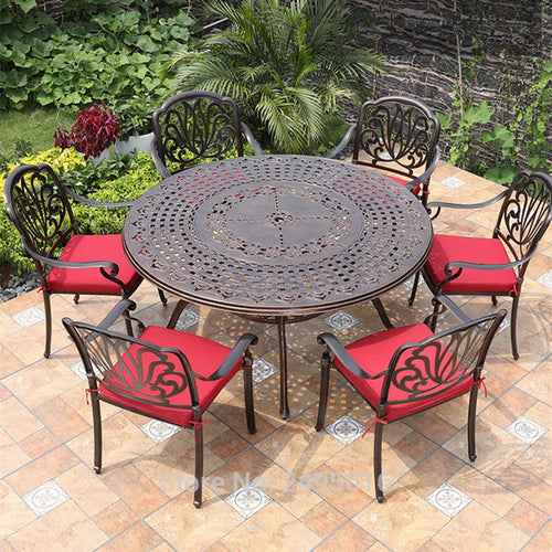 IRON Set of 7-piece Cast Aluminum Patio Dining Set