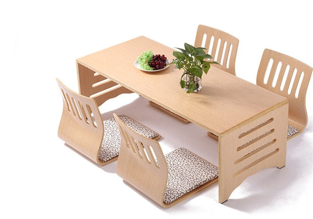 JAPORO Modern Japanese Style Dining Table and Chair 5pcs Set