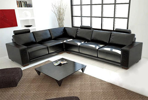 Corner Black Leather Sofa
