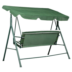 GREEN STRIPE Garden Patio Metal Swing Chair Seat 3 Seater Hammock Bench Swing