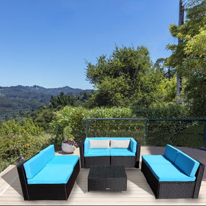 Yardeen 7 Pieces Patio Garden Sofa Set with 2 Bolster Pillows and Tea Table