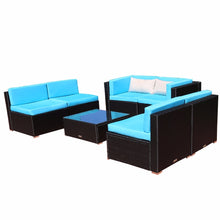 Load image into Gallery viewer, Yardeen 7 Pieces Patio Garden Sofa Set with 2 Bolster Pillows and Tea Table
