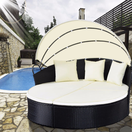 Giantex Outdoor Round Retractable Canopy Daybed