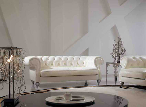 High Grade IVORY Genuine Leather Living Room Sofa 3 Seater