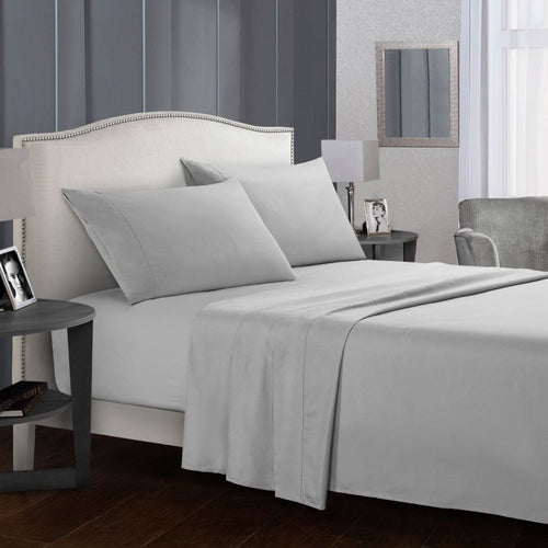 Solid Colour Bed Sheet Sets Flat Sheet + Fitted Sheet + Pillowcase
