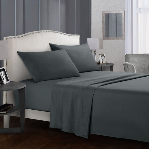 Grey Sheet Set Flat Sheet + Fitted Sheet  +Pillowcase Bedding Set