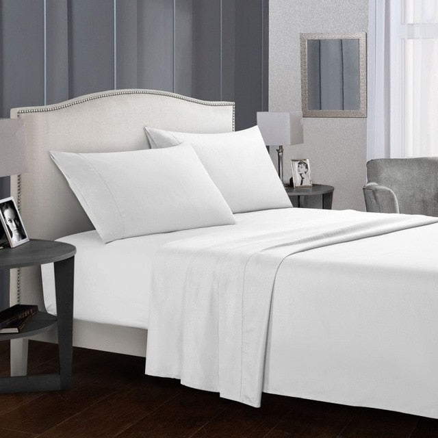 Grey Sheet Set Flat Sheet + Fitted Sheet  +Pillowcase Bedding Set