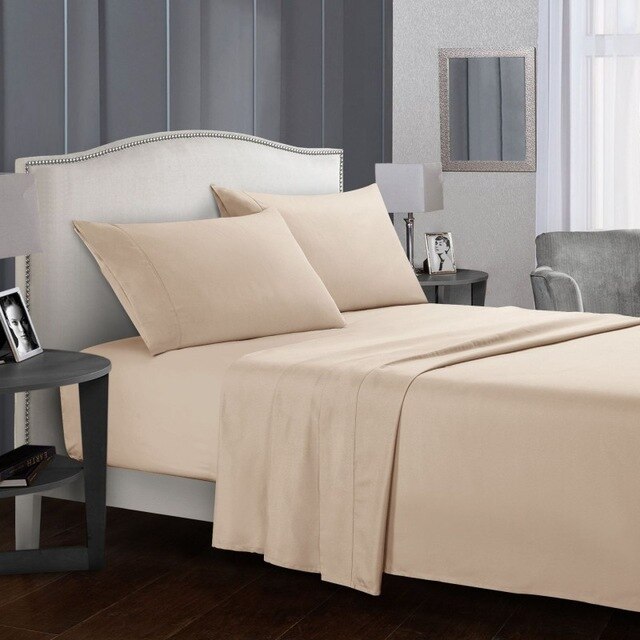 Grey Sheet Set Flat Sheet + Fitted Sheet  +Pillowcase Bedding Set