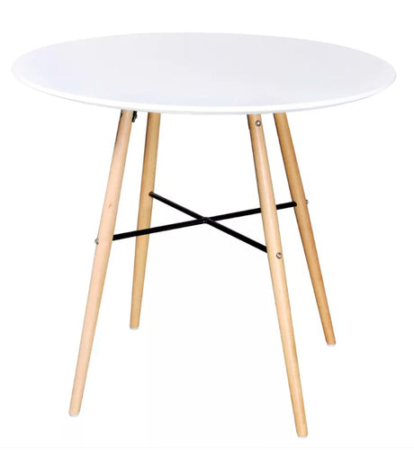 VidaXL High Quality Dining Table MDF Round Matte White/Black