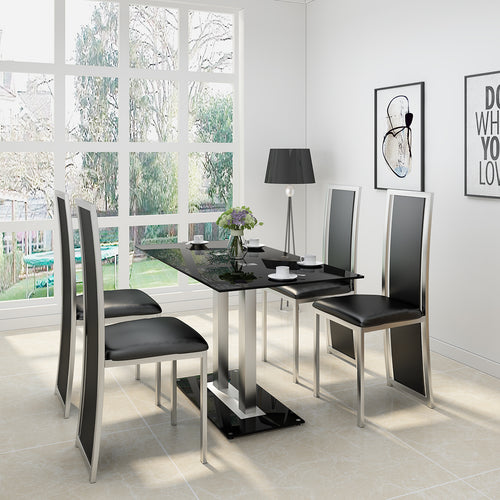 PANANA Glass Dining Table Set with 4 or 6 Chairs