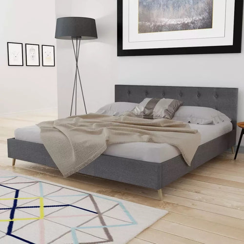 VidaXL Dark Grey Bed with Fabric Padding