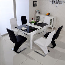 Load image into Gallery viewer, Z Shape Dining Chairs Faux Leather Metal Legs