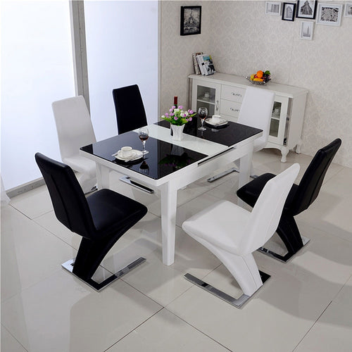 Z Shape Dining Chairs Faux Leather Metal Legs