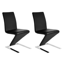 Load image into Gallery viewer, Z Shape Dining Chairs Faux Leather Metal Legs
