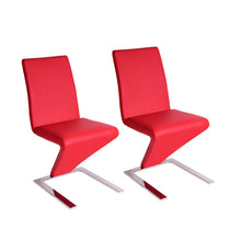 Load image into Gallery viewer, Z Shape Dining Chairs Faux Leather Metal Legs