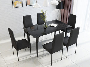 PANANA Glass Dining Table Set with 4 or 6 Chairs
