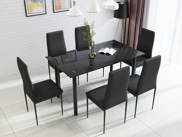 PANANA Glass Dining Table Set with 4 or 6 Chairs